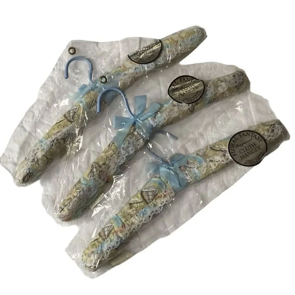 Set of Vintage Padded Lingerie Sweater Hangers seashells lace Cottagecore granny
